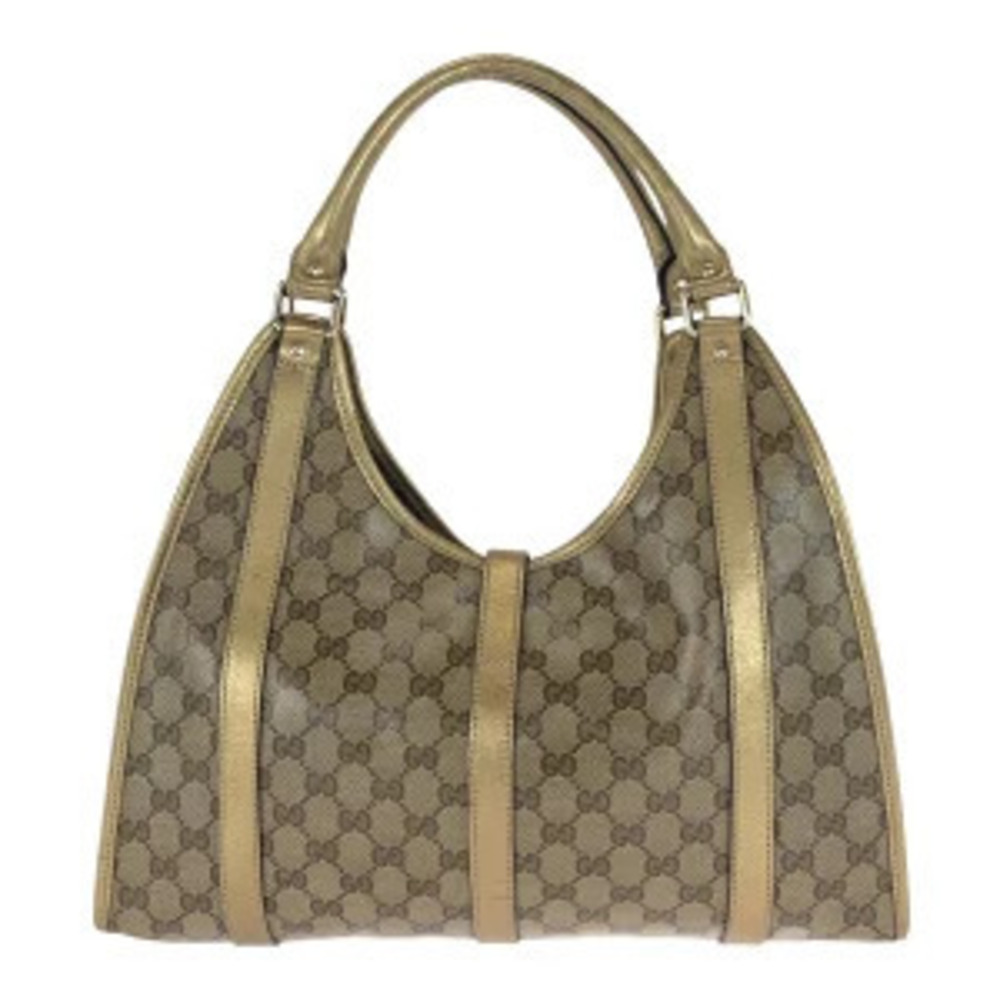 Gucci Bag Shoulder GG Brown Canvas Handbag Crystal Gold Brown Gold